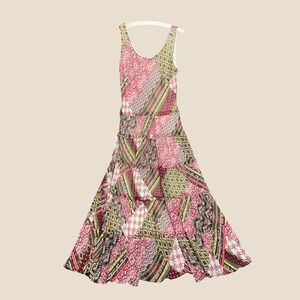 Flowy tiered Midi dress chiffon patchwork artsy eclectic Whimsygoth hippie gypsy